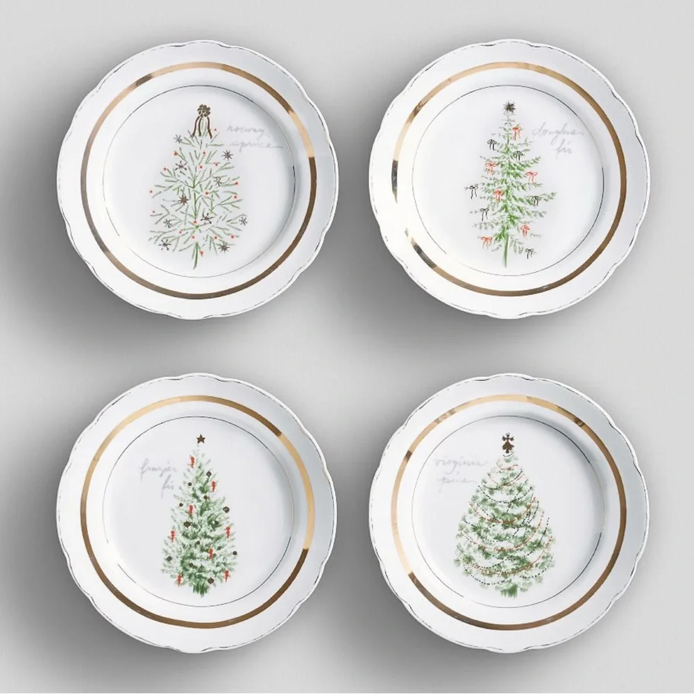 Pottery‎ Barn New Vintage Tree Appetizer Plates (set Of 4).
